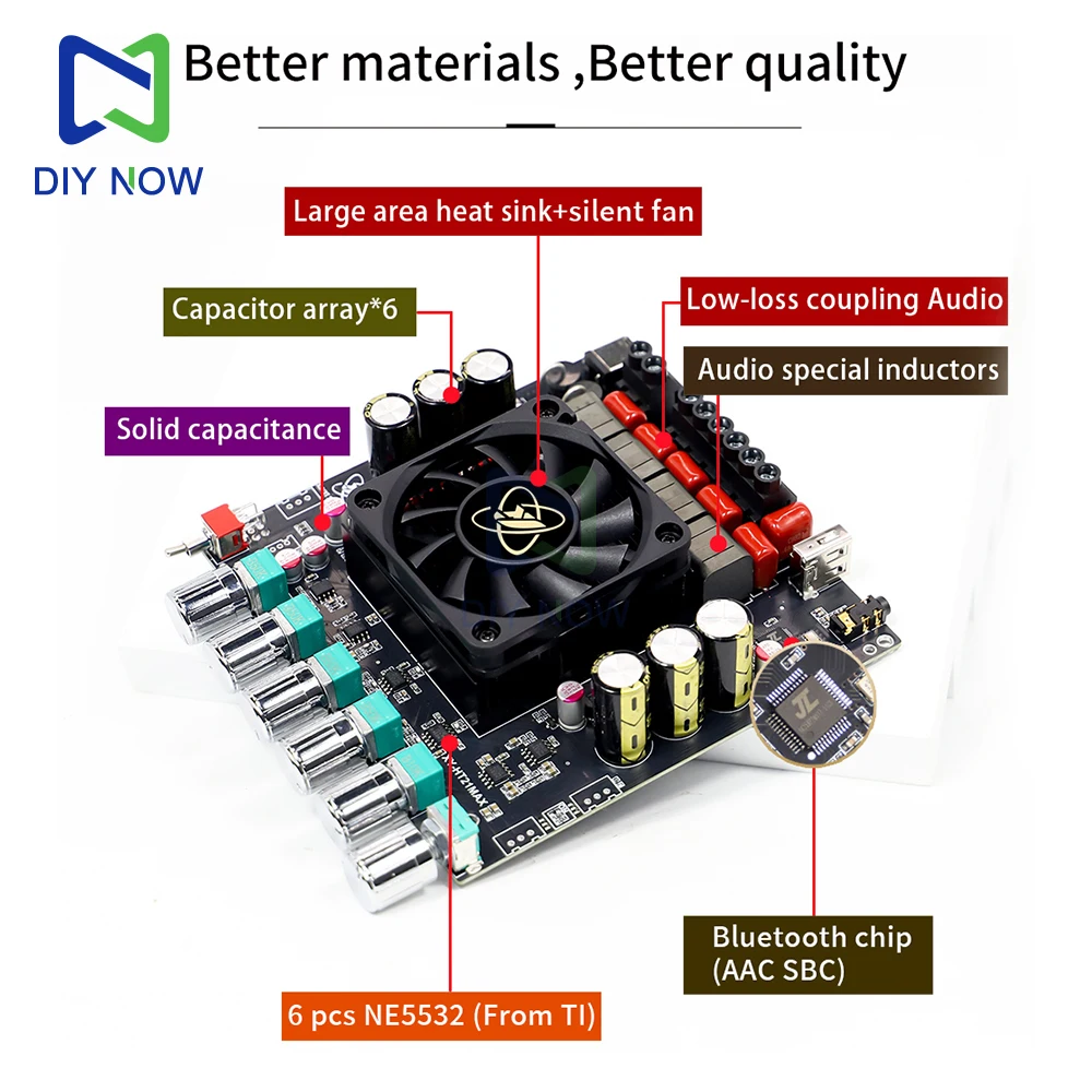 Subwoofer Amplifier Board DC 12-42V XY-HT21MAX Upgraded Version 2.1-Channel Bluetooth Amplifier Board 200W*2+400W TPA3223