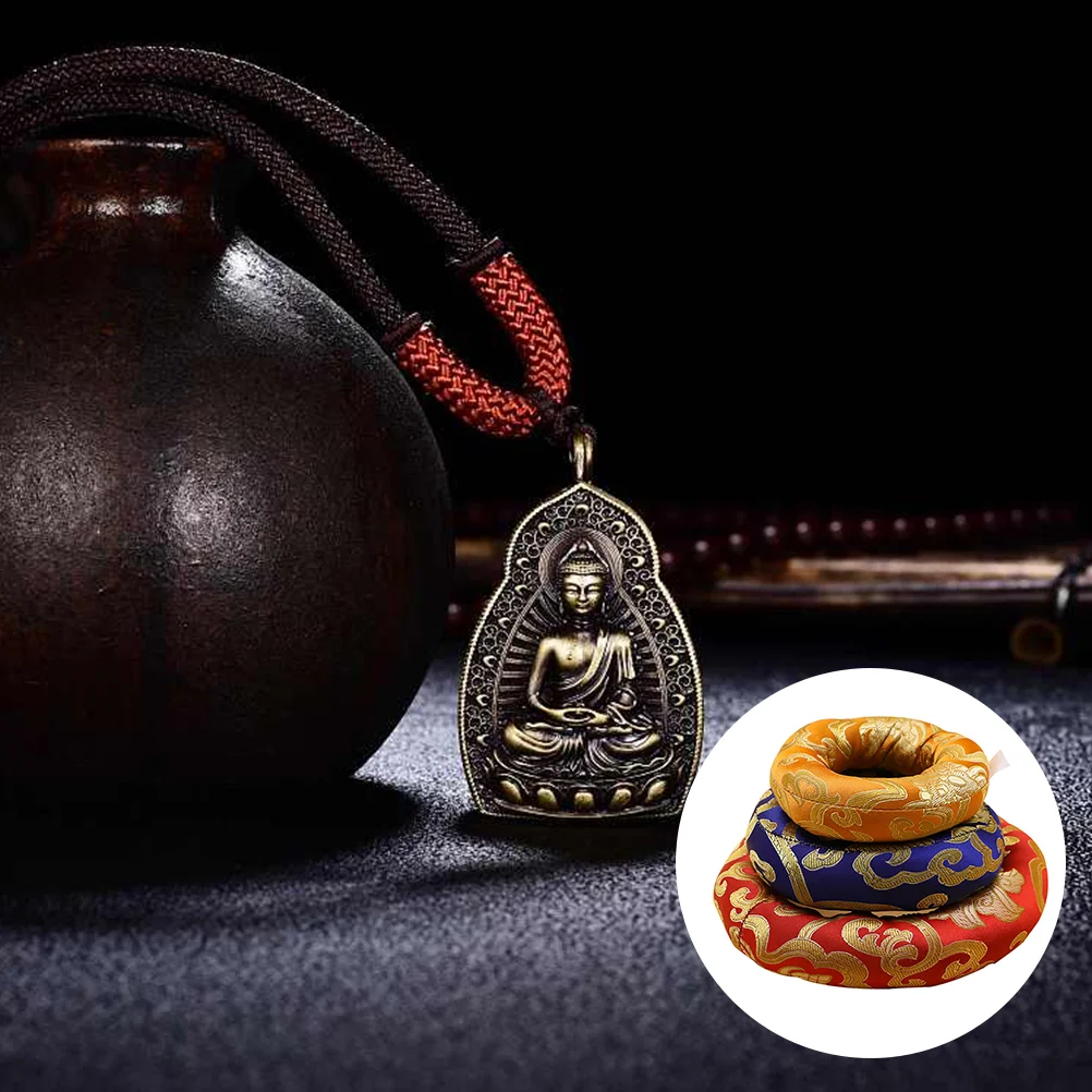 

3 Pcs Buddha Sound Bowl Bottom Mat Singing Tibetan Pad Cushion Heal 12x12cm