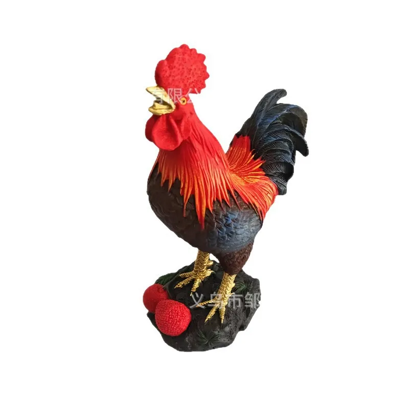 Chinese-style large rooster resin ornament for living room entrance decoration, auspicious ornament for TV cabinet decoration