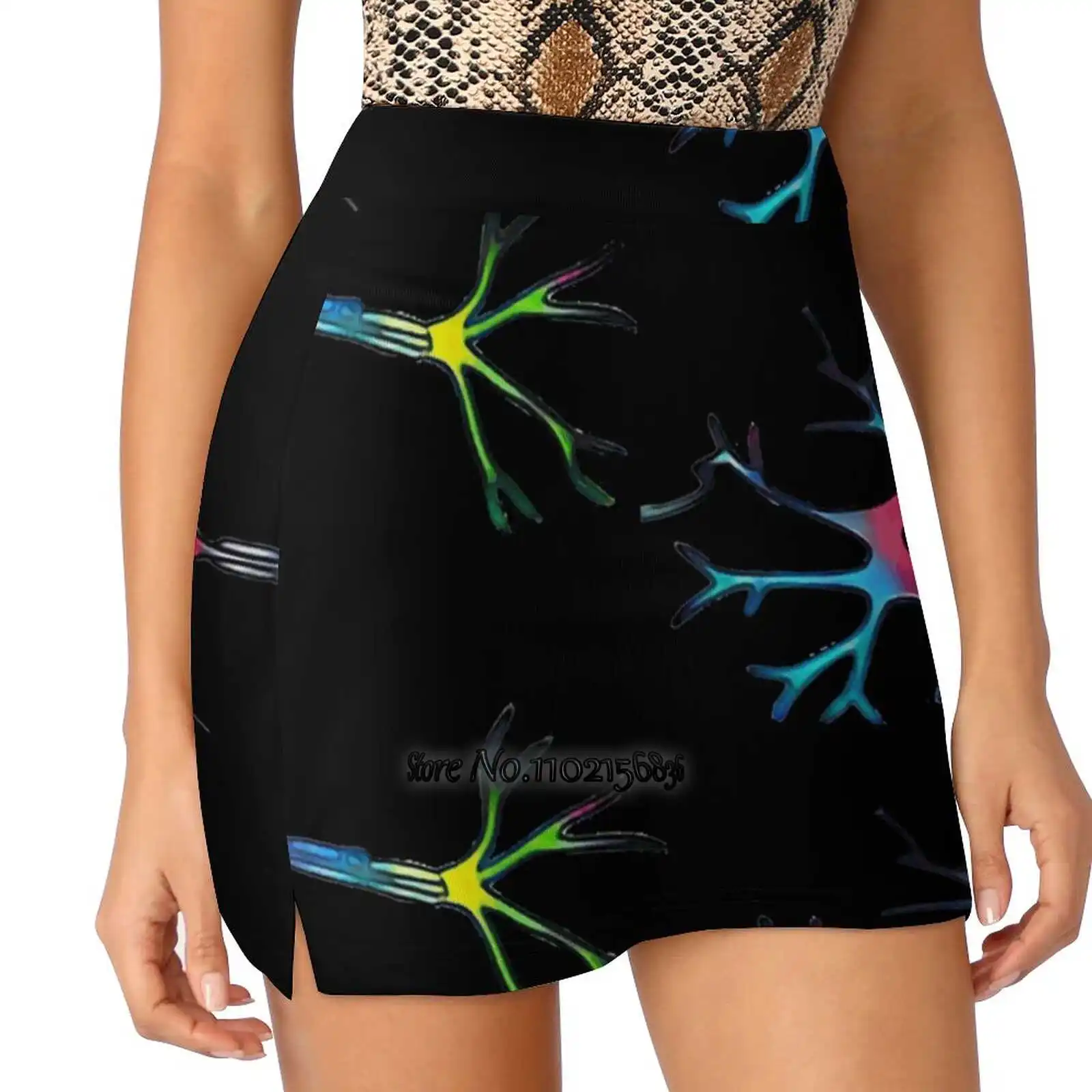 

Neuron Color Trending Fashion Skirt Summer Printed Women Sport Skirts Double-Layer Athletic Neuron Synapse Electron Nervous