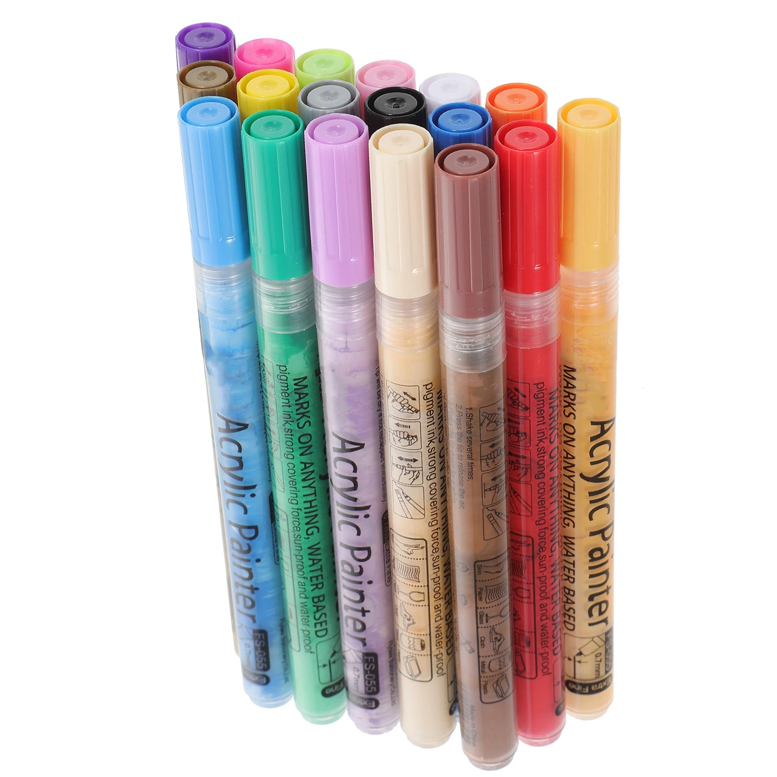 

18 Color Acrylic Painting Pens 0 7mm Edging Marker for Arts Crafts Drawing Coloring on Paper Wood Glass Ceramic