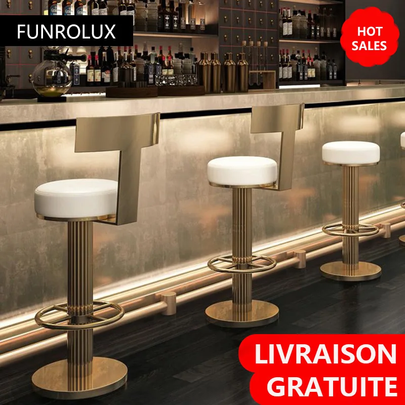 Tabouret de Bar pivotant moderne en acier inoxydable, réglable en hauteur, pour comptoir de cuisine, ensemble de chaises de salle à manger