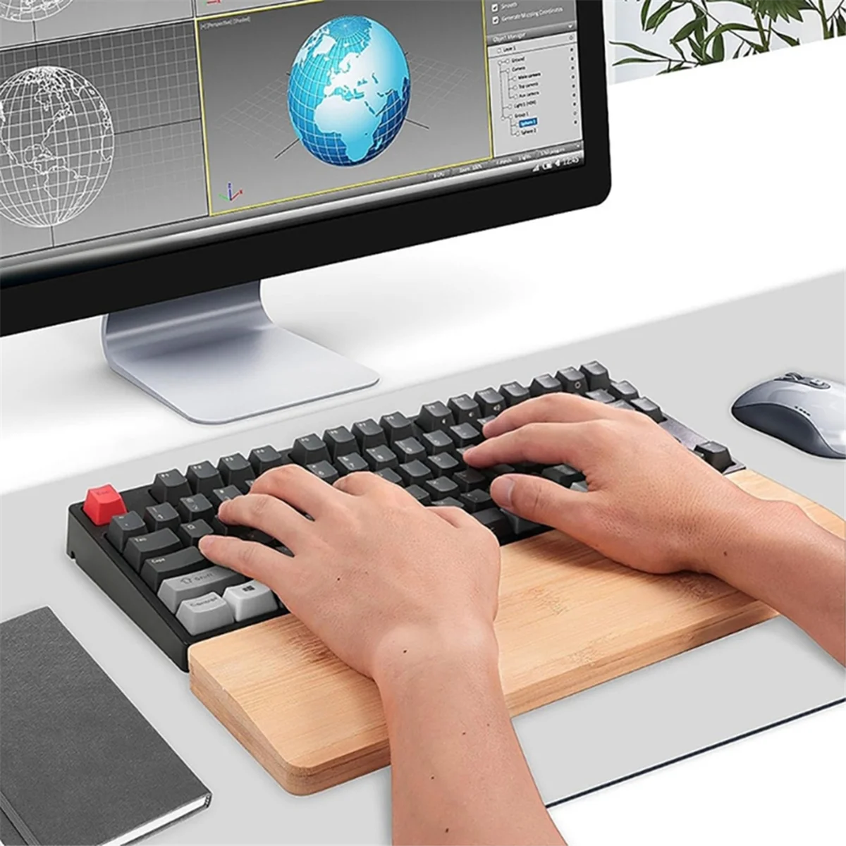 OUVU-Soporte para reposamuñecas para teclado con bandeja de almacenamiento, uso para aliviar la fatiga de las manos de los jugadores, computadora y computadora portátil