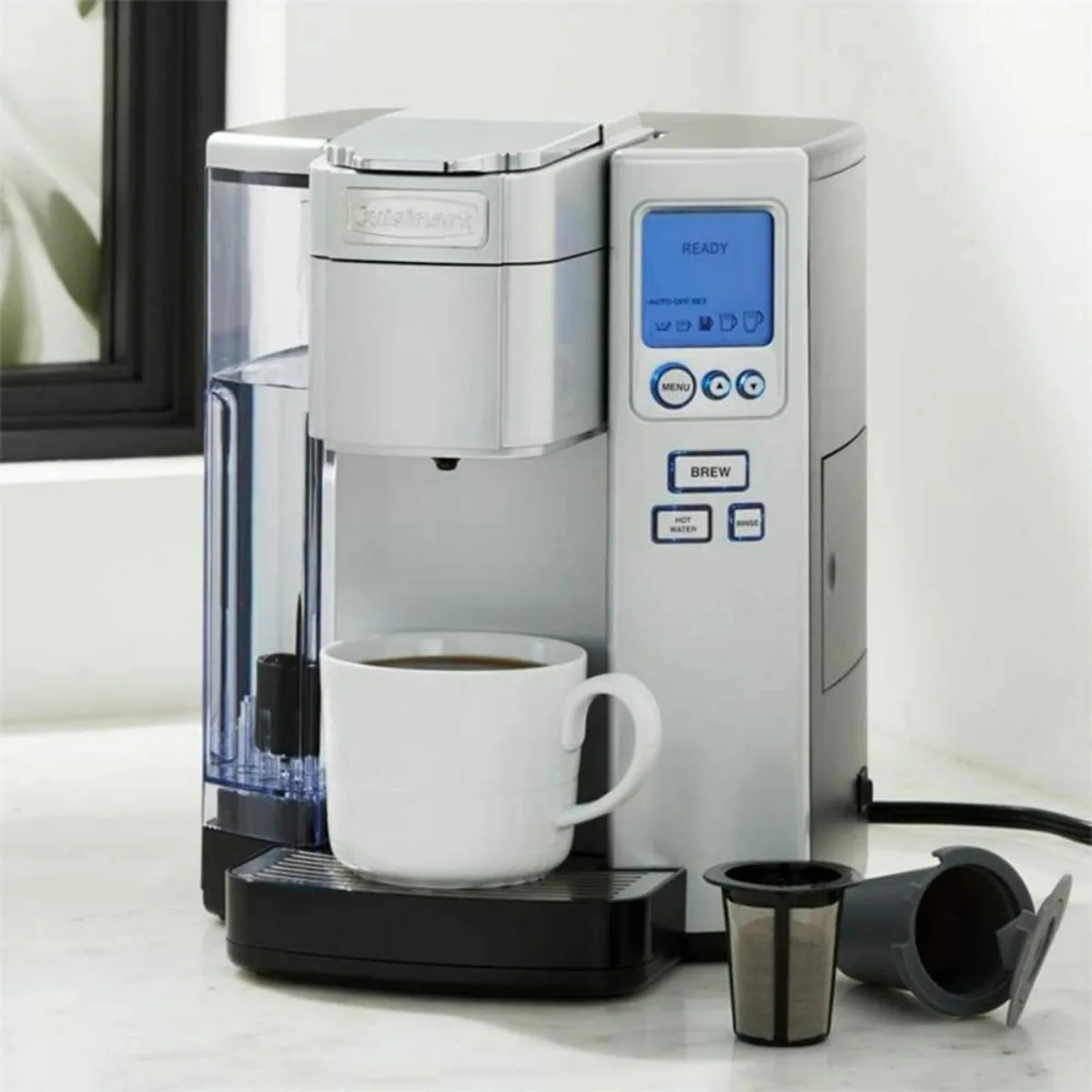 Cuisinart-cafetera de un solo servicio, dispensador programable de agua caliente y fermentación, color plateado, 72 oz