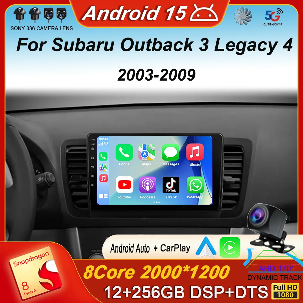 Android 15 Stereo Car Radio For Subaru Outback 3 Legacy 4 2003-2009 Multimedia Video Player Navigation GPS 2din 2 DIN Head Unit