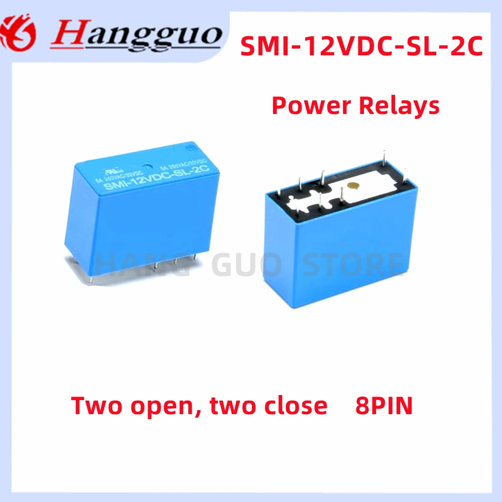 5PCS Original SMI-05VDC-SL-2C SMI-12VDC-SL-2C SMI-24VDC-SL-2C 5V 12V 24V 5A 250VAC/30VDC 8 pin two switch two close Power relays