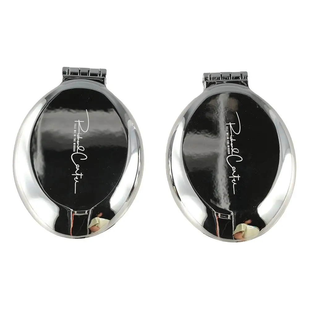 مرآة جيب مستديرة مع مشط مزدوج الاستخدام، فرشاة شعر تدليك فضية، مشط وسادة هوائية صغيرة قابلة للطي، مشط كيس هوائي