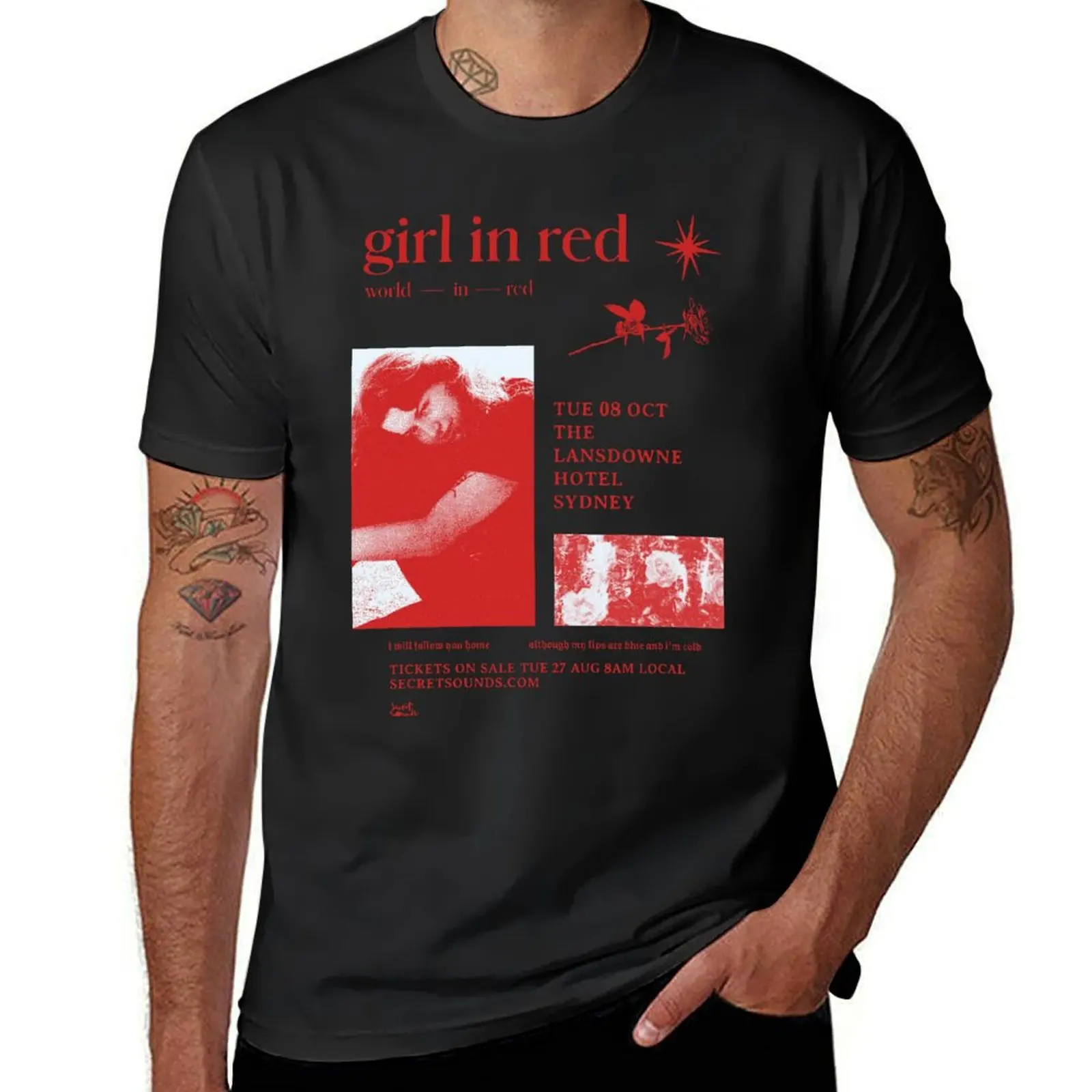 

girl in red world in red tour star T-Shirt vintage clothes summer tops cotton man t-shirts hippie clothes T-shirt men