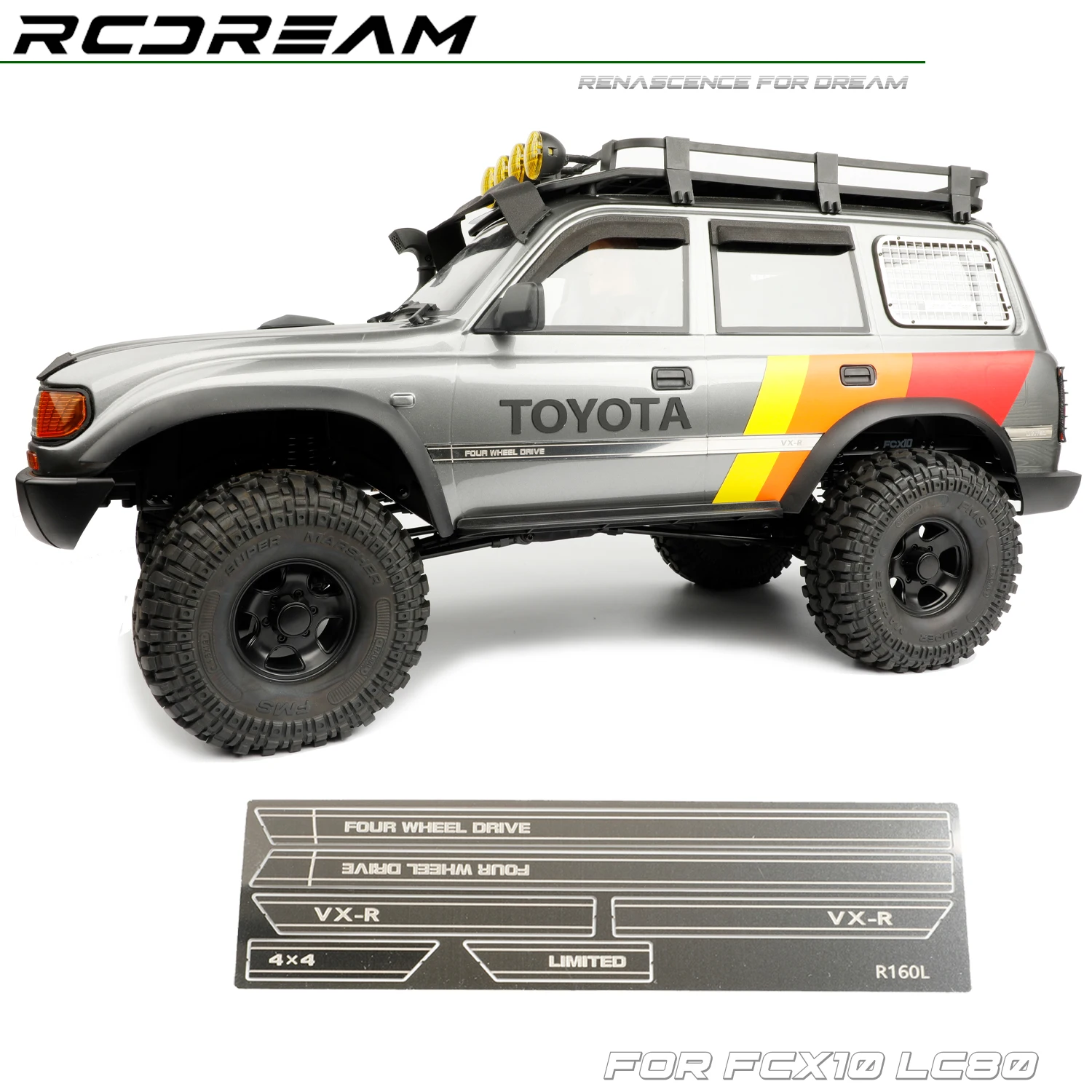 RCDream 1/10 Stainless Steel Protective Sheets Antiskid Chequered Plates Metal Decorative for FMS FCX10 LC80 Side skirts #R160M