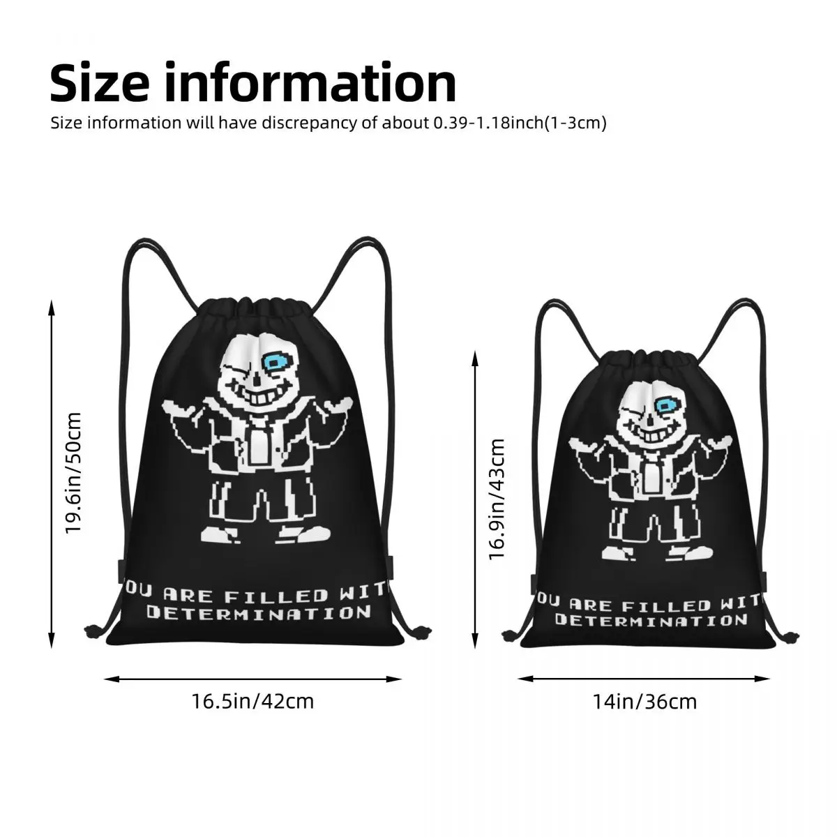 Undertale Sans Backpack Drawstring Soccer Bags Gym Bag String Sackpack for Yoga