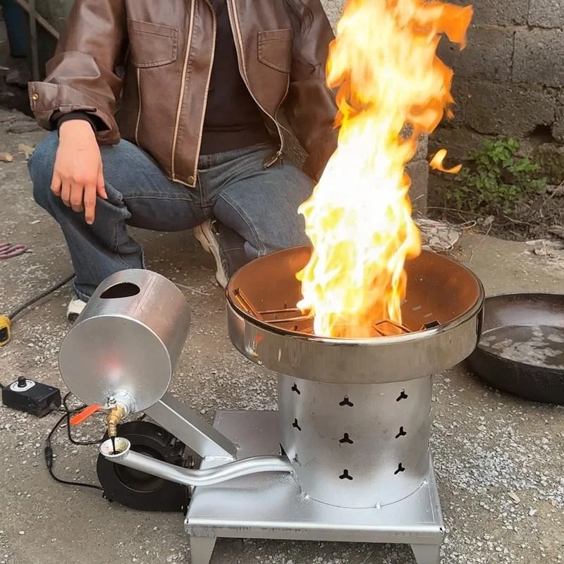 

Multifunctional Waste Oil Diesel Burner Stove Heater Cooking Outdoor With Blower Speed Regulator Thickened Durable For Household