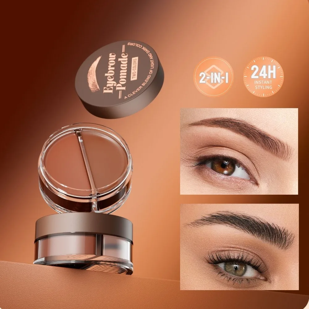 Waterproof Eyebrow Dye Cream Sweat-proof Long-lasting Two-color Eye Brow Cream with Folding Brush Tinted Makeup Shading Kit
