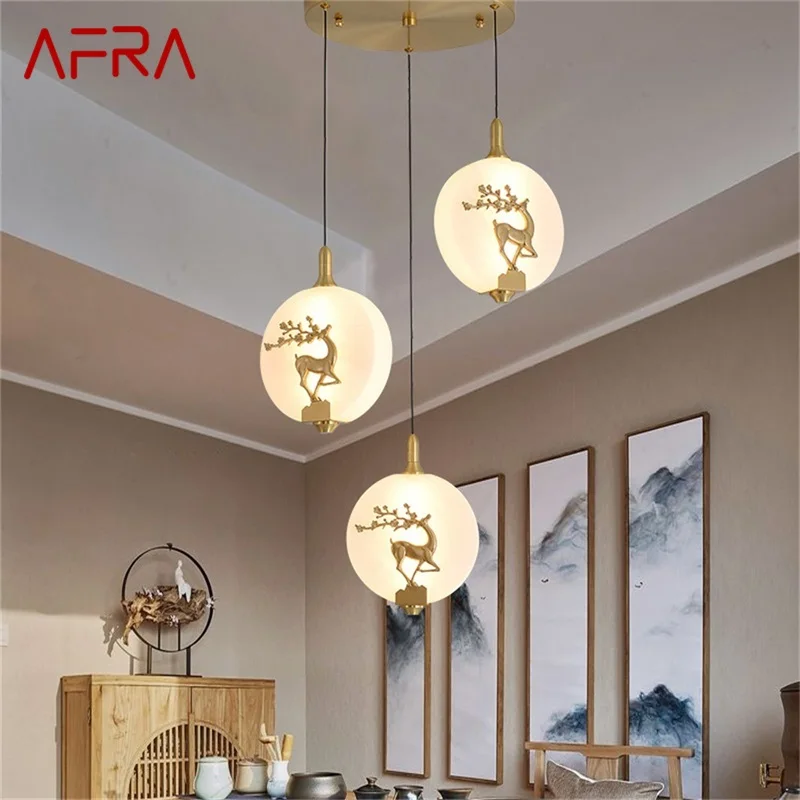 

·AFRA New Pendant Light Modern Luxury Brass Lamp Fixtures LED Decorative For Home Stairs Dining Room