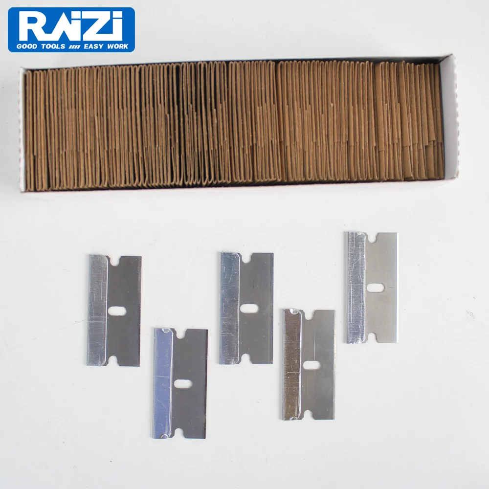 Raizi 100 pz/lotto lame di rasoio a bordo singolo in acciaio al carbonio di sicurezza per adesivi pala pulita per la rimozione della colla del vecchio Film