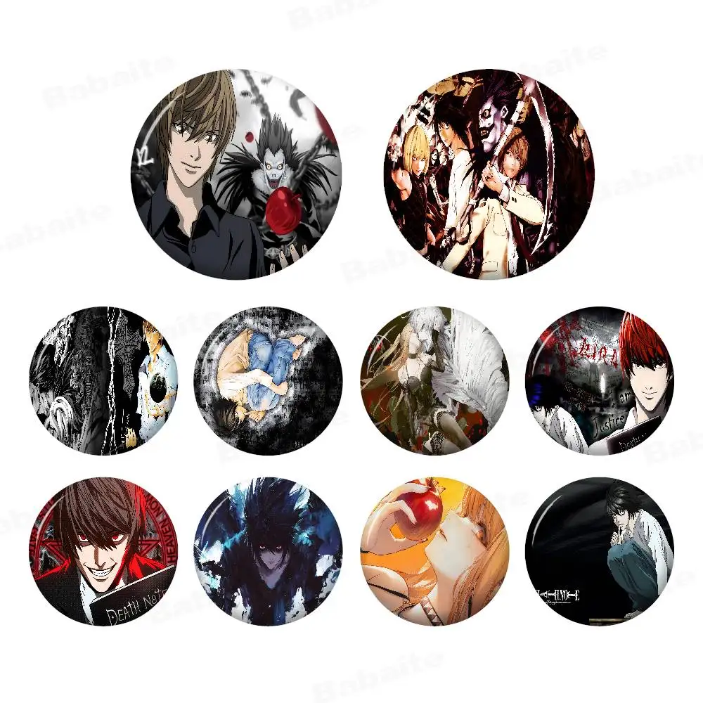 Anime Death Note DN L Classic Vintage Creative Pins Funny Faces Round Snap-in Brooch Badge Backpack Hat Accessories Jewelry