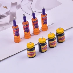 10pcs/pack 3D Alcohol Drink Bottle Sauce Resin Charms Earring Keychain Jewlery Findings Phone Case DIY