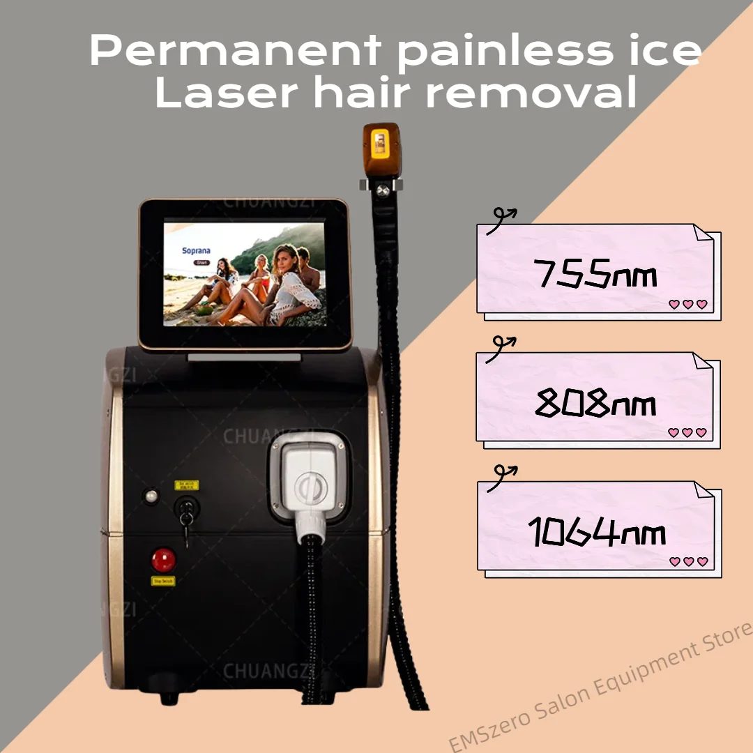 Good Quality Professional Diode Ice Titanium Laser Body Hair Removal Machine Portable Alexandrite Device 4 waves IPL Permanent