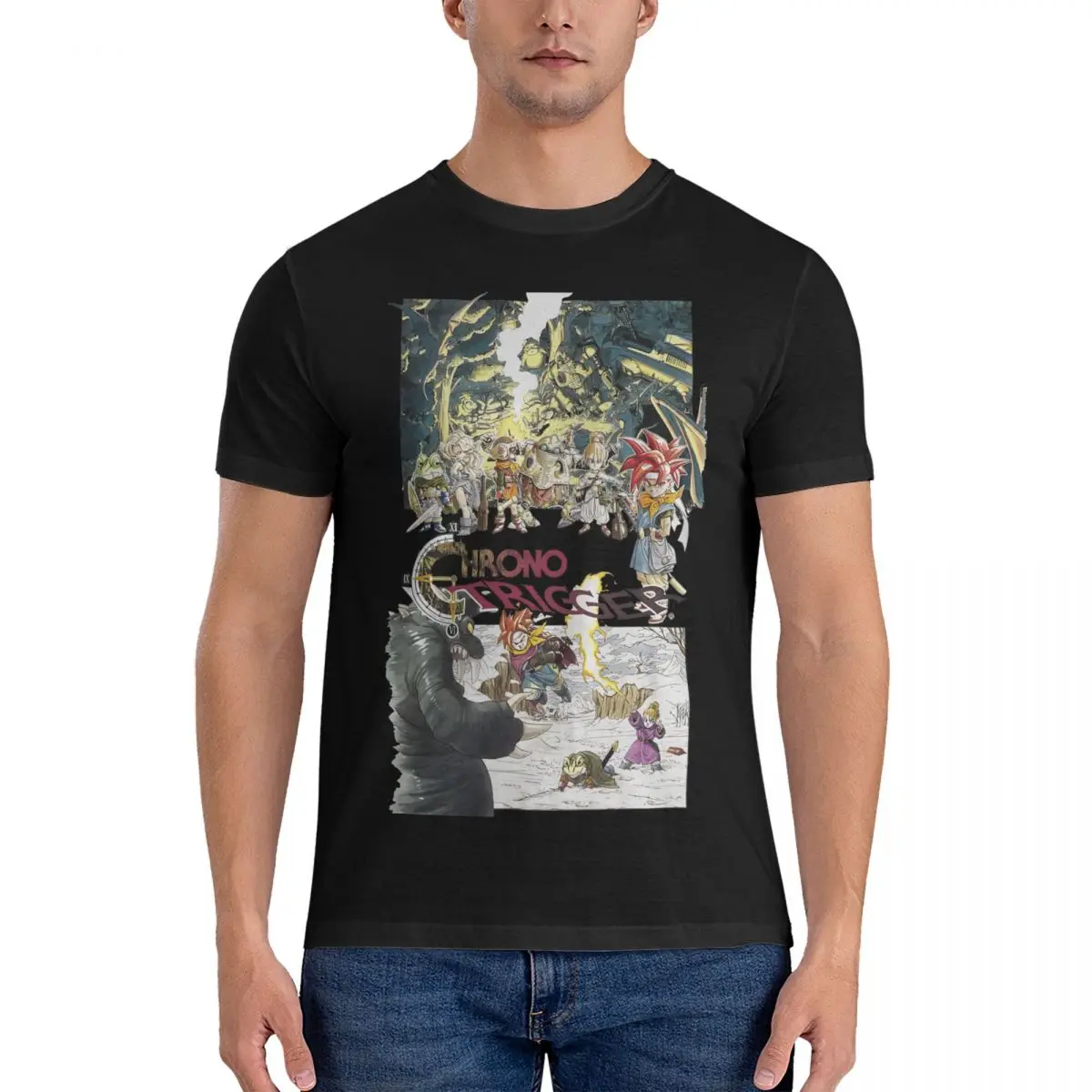 Men's T-Shirts Montage Vintage 100% Cotton Tees Short Sleeve Chrono Trigger T Shirts O Neck Clothing Birthday Gift