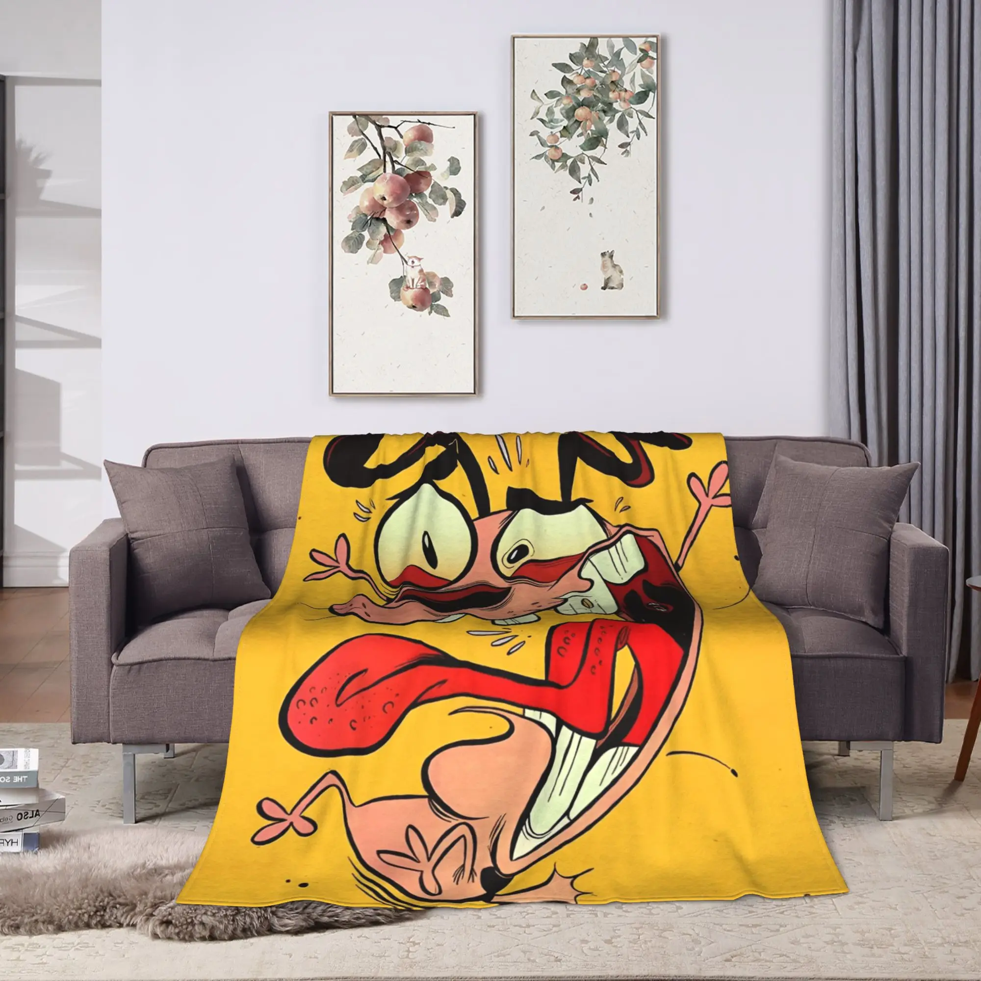 Warm Blanket Travel Courage Cowardlys Dog Throw Blanket  Flannel Bedspread For Bedroom Funny Sofa Bed Cover