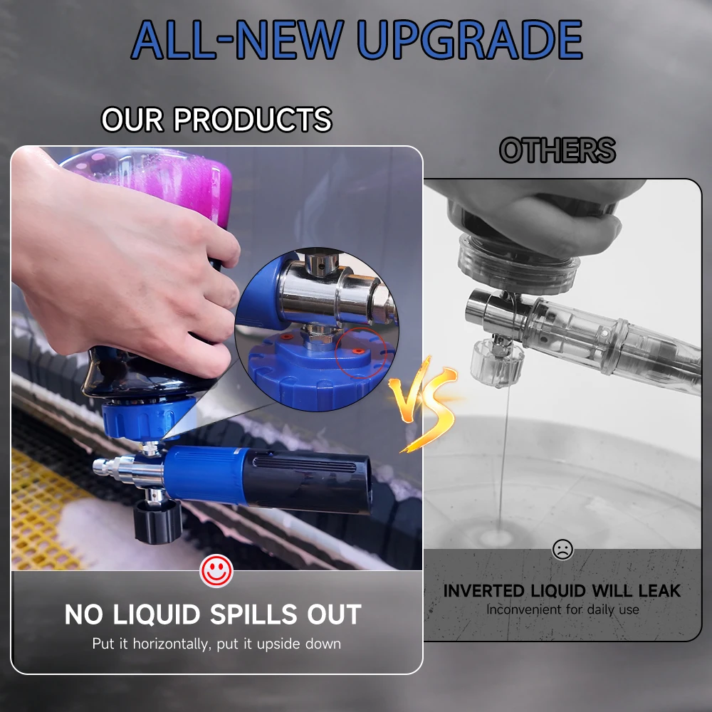 Stylish Blue-Black Foam Cannon, 1/4' Quick-Connect Fitting, Leak-Proof Lid Air Valve, for Karcher Elitech Bort AR Bosch image 2
