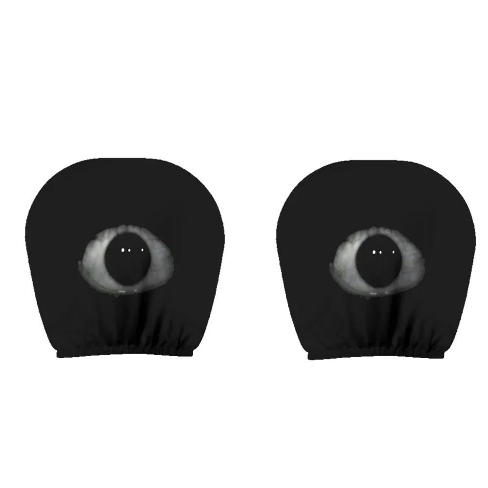 2PCS Double-Sided Print Scary Eye Car Headrest Covers Elastic Washable Car Seat Head Protector Remove Breathable