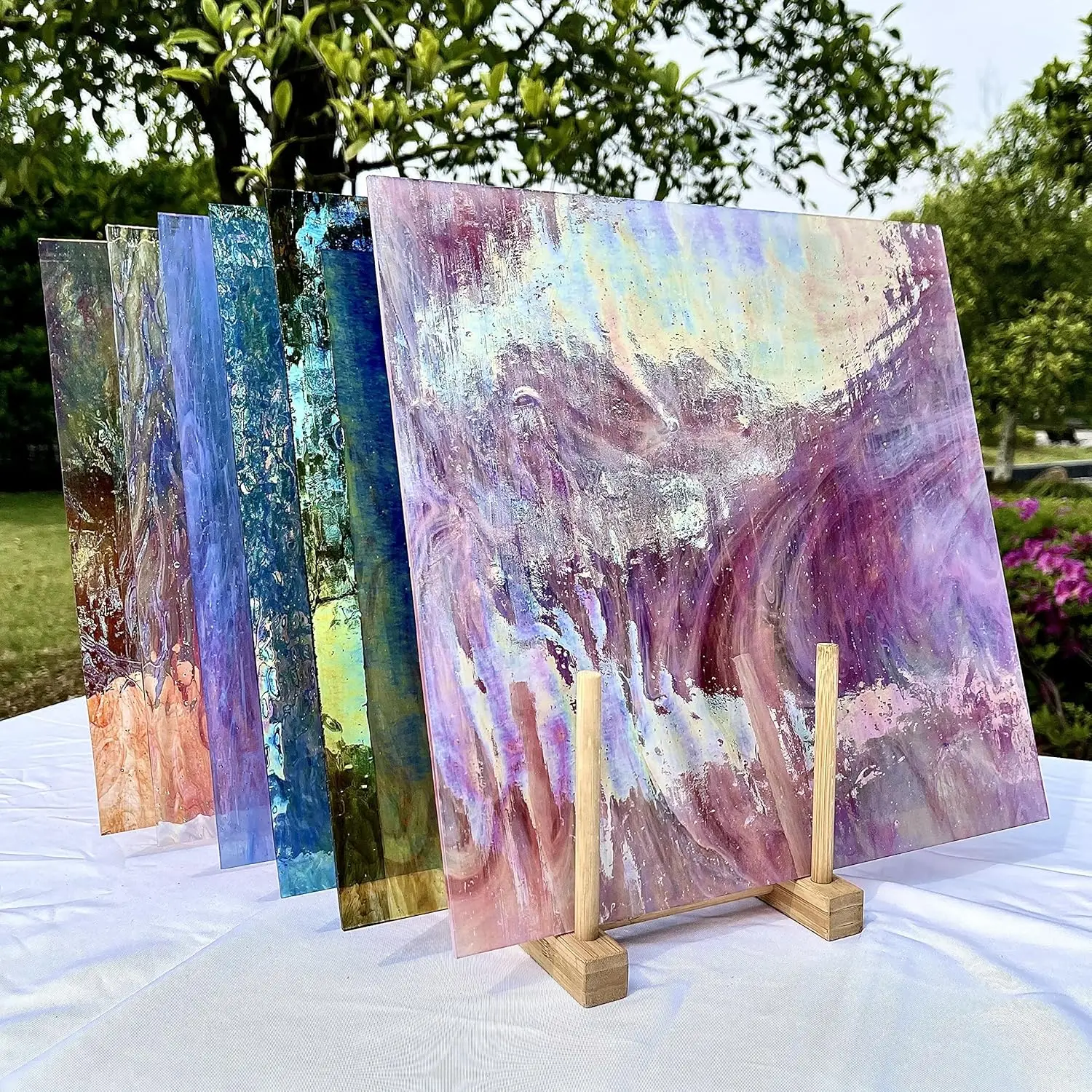 

Stained Glass Sheets 12” x 12”, Mosaic Glass 6-Pack (5.8sf), Colorful Cathedral Art and Crafts Sheets for DIY Hobbyists and Proj