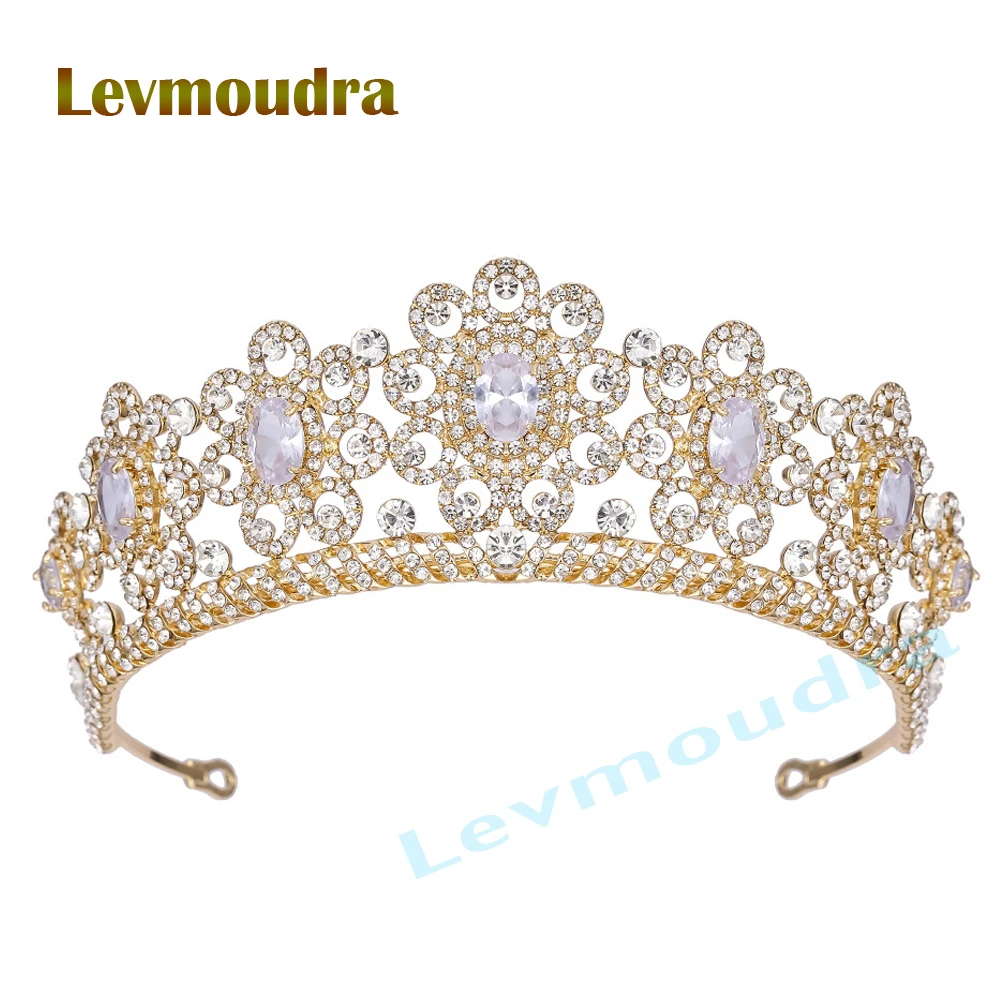 

Levmoudra Bridal Tiaras Crown Crystal Headpieces Pageant Diadema Wedding Hair Accessories