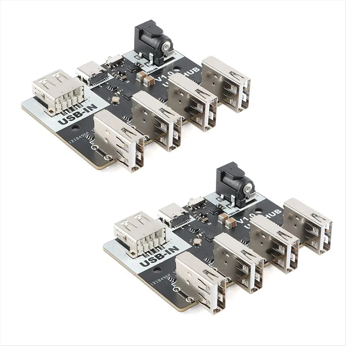 ABGZ 2Pcs USB Conector CH334 Hub Module 4 Interface USB2.0 Hub 40MB/S 5V XL-USBHUB USB-A TYPE-C DC5.5x2.1 Interface