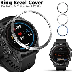 スマートウォッチ用ステンレススチールリングカバー、メタルベゼル、彫刻時間保護ケース、Garmin fenix 7、7x、6、6x pro、5、5xプラス