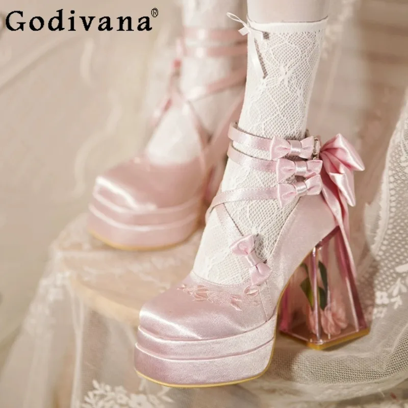 

Original Lolita High Heels Women Shoes Chunky Heel Lolita Mary Jane Shoes Female Summer Elegant Lolita Sweet Single Shoes