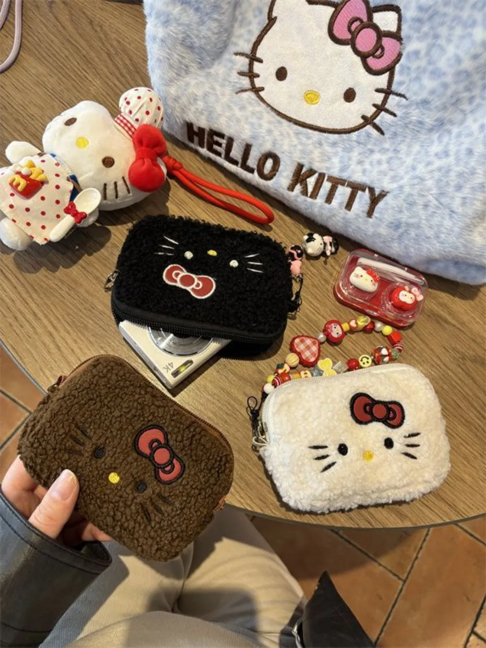 Bolsa de Almacenamiento Portátil Kawaii Hello Kitty para Audífonos, Cámara, Cartera, Bolsa para Guardar Toallas Sanitarias, Regalo de Sanrio para Niñas