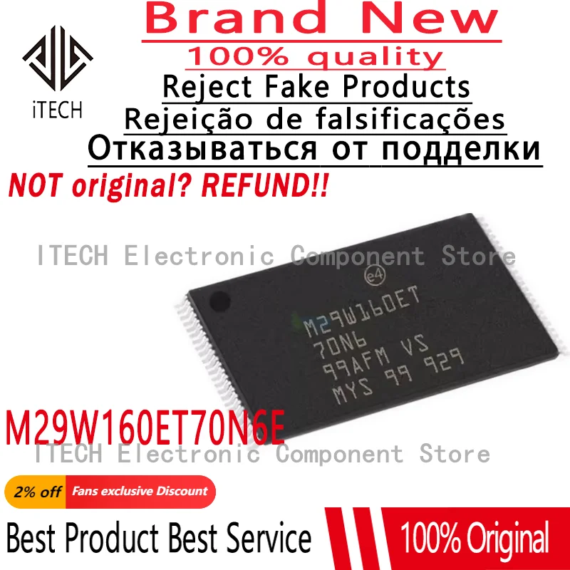 5pcs/lot Original M29W160ET70N6E M29W160ET TSOP-48 Memory Chipset 100% New and Genuine