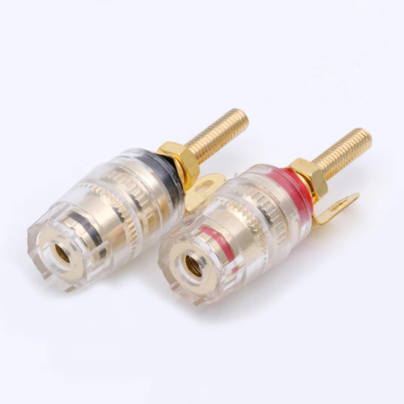 4PCS 4MM Binding Post HIFI Cable Terminals Gold Plated, Red+Black Color Binding Post Amplifier Speaker Connector,R Connector