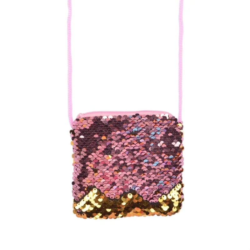 Square sequin coin purse lanyard bag Crossbody bag Children\'s coin purse makeup bag Hot sequin small bag