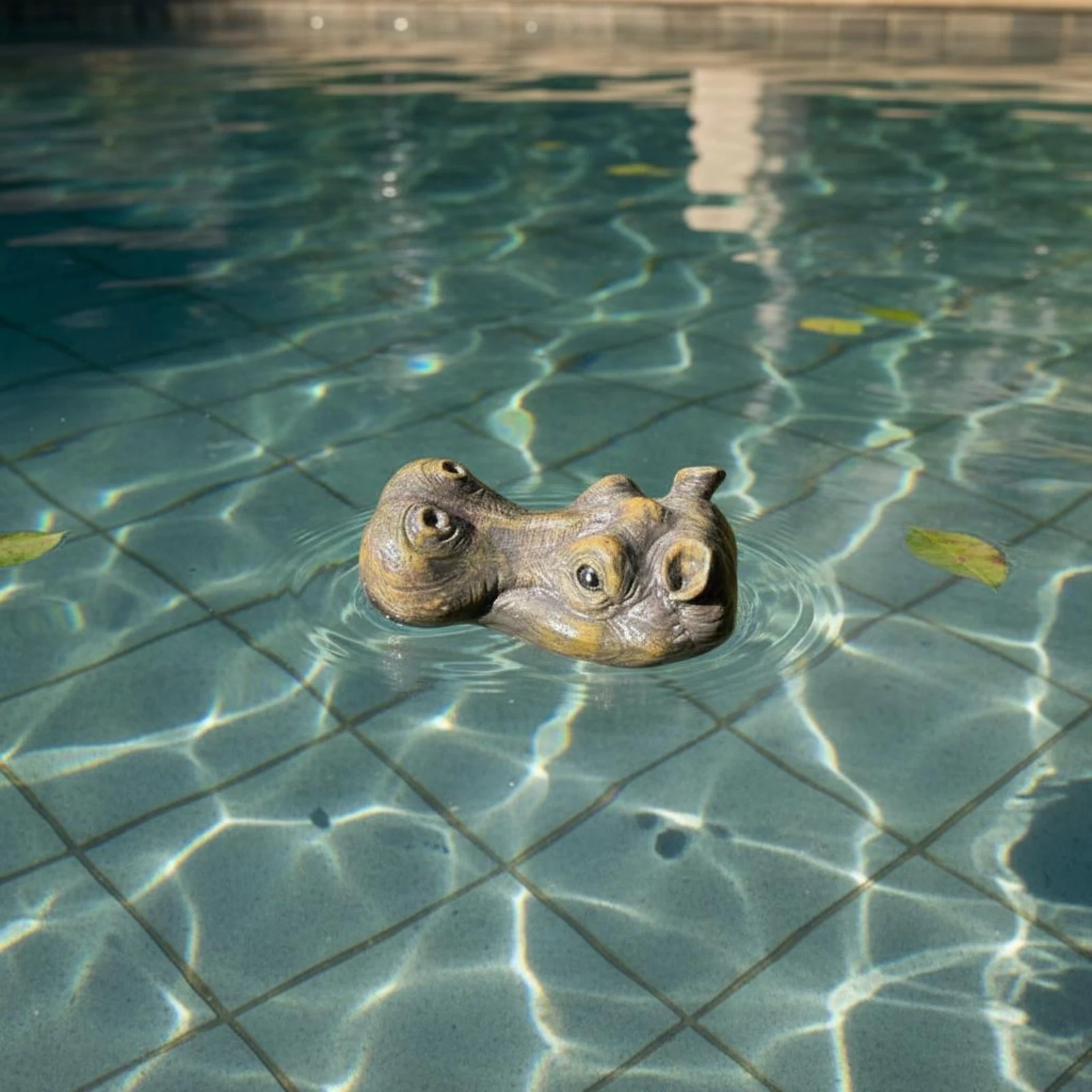 2 Pieces Hippo Head Statue Realistic Hippo Head Buoyant Floating Pond Ornament Resin Material Outdoor Decor for Aquatic Aquarium