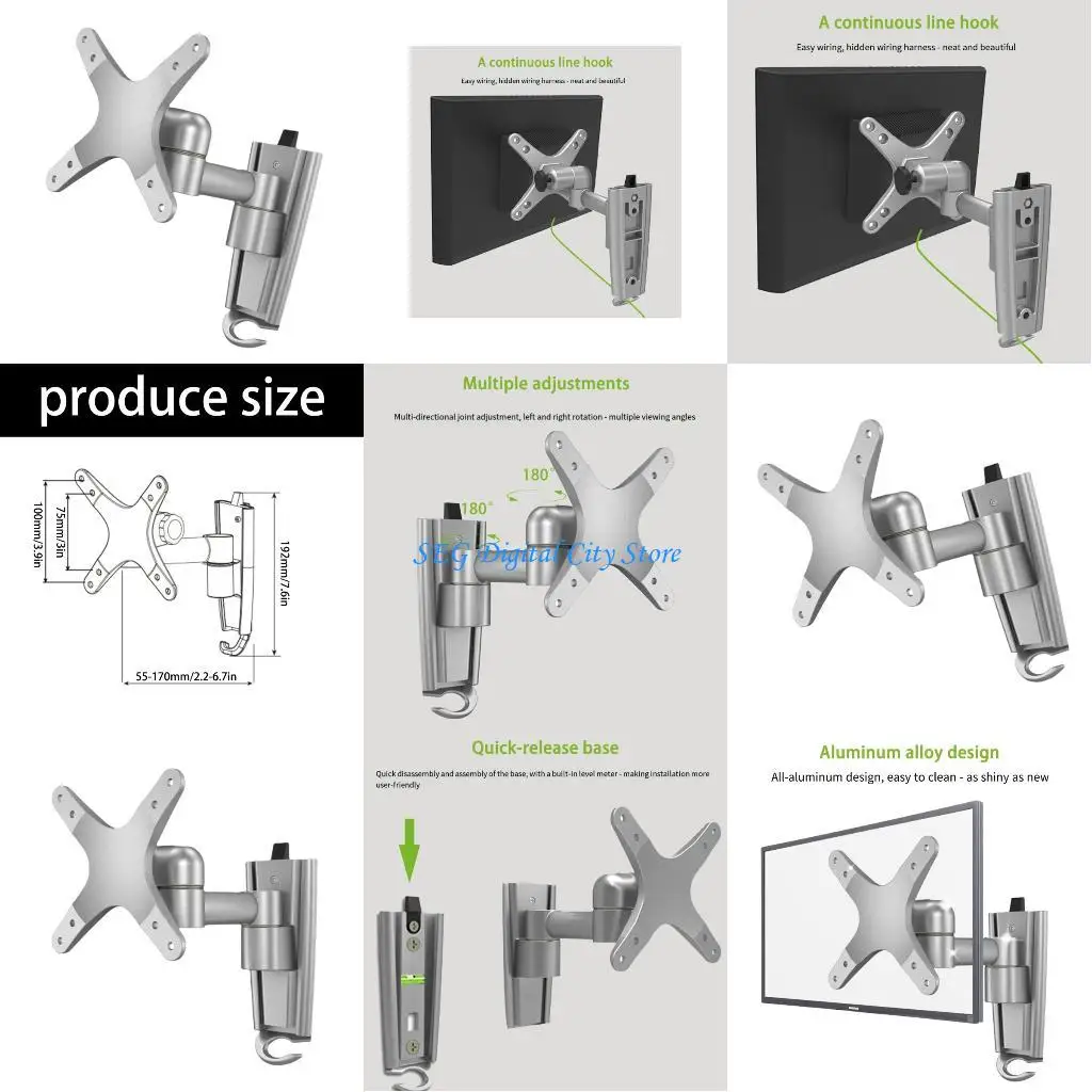 

U75B Folding Televisions Hanger 18kg Heavy Duty Capacity Aluminum Construction For 32 Inches Displays