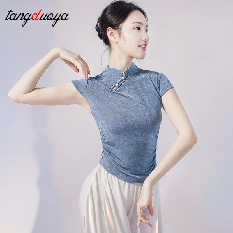 

Classical Dance Practice Clothes Lyricism Cheongsam Neck Tops Elegant Pretty Stylish Women Clothing Dancer Shirt