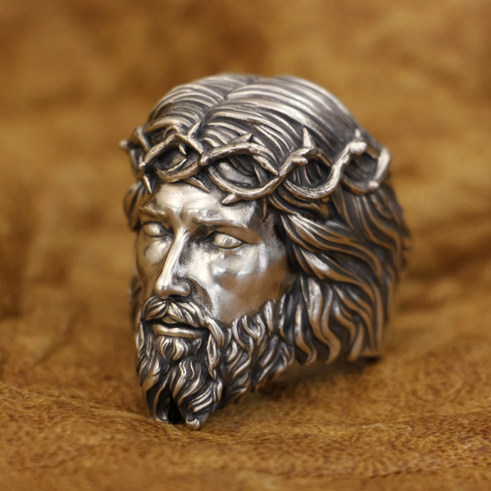 925 Sterling Silver Jesus Christ Ring Biker Punk Jewelry TA400 US Size 7~16 BZ