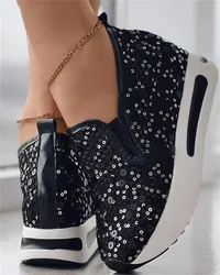 Women's Sneakers Floral Embroidery Mesh Sneakers for Women Slip on Casual Comfy Heeled Shoes Woman