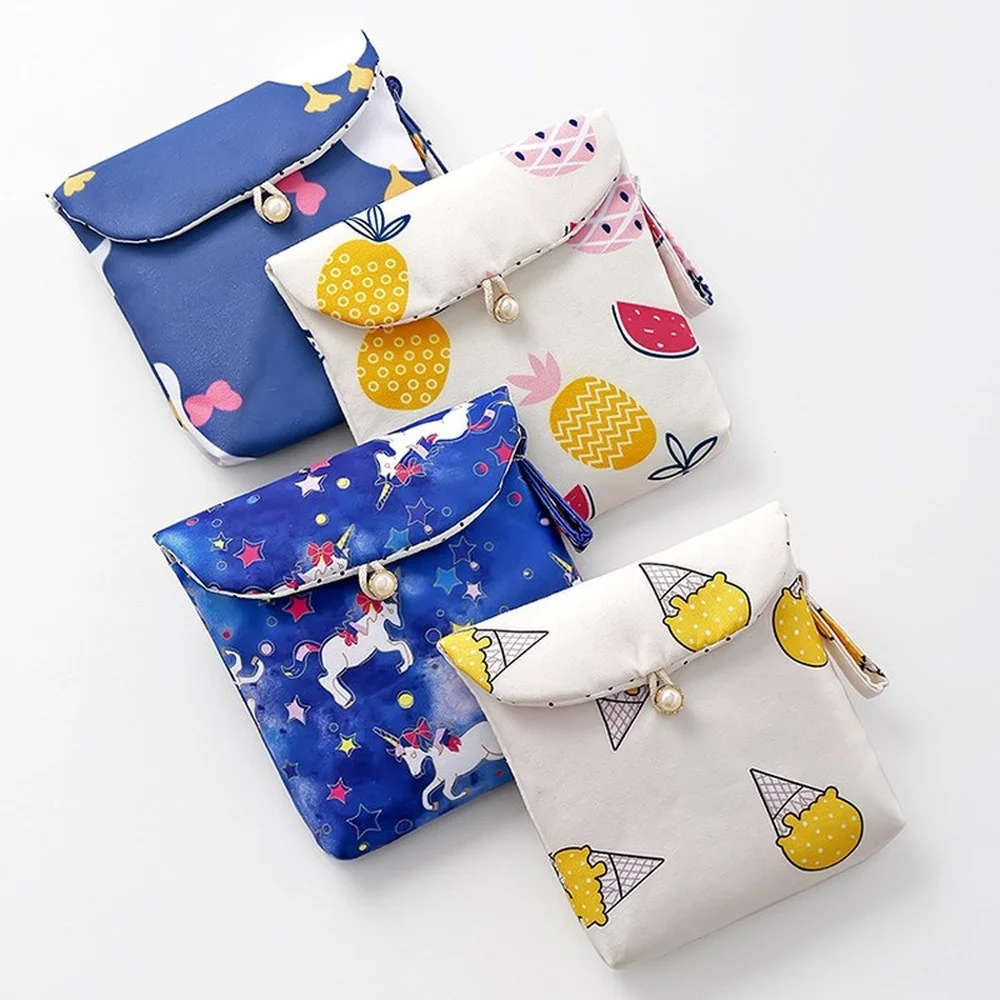 Girls Diaper Napkin Storage Bag Sanitary Pads Package Bags Coin Purse Jewelry Makeup Lips Organizer Credit Card Pouch Case