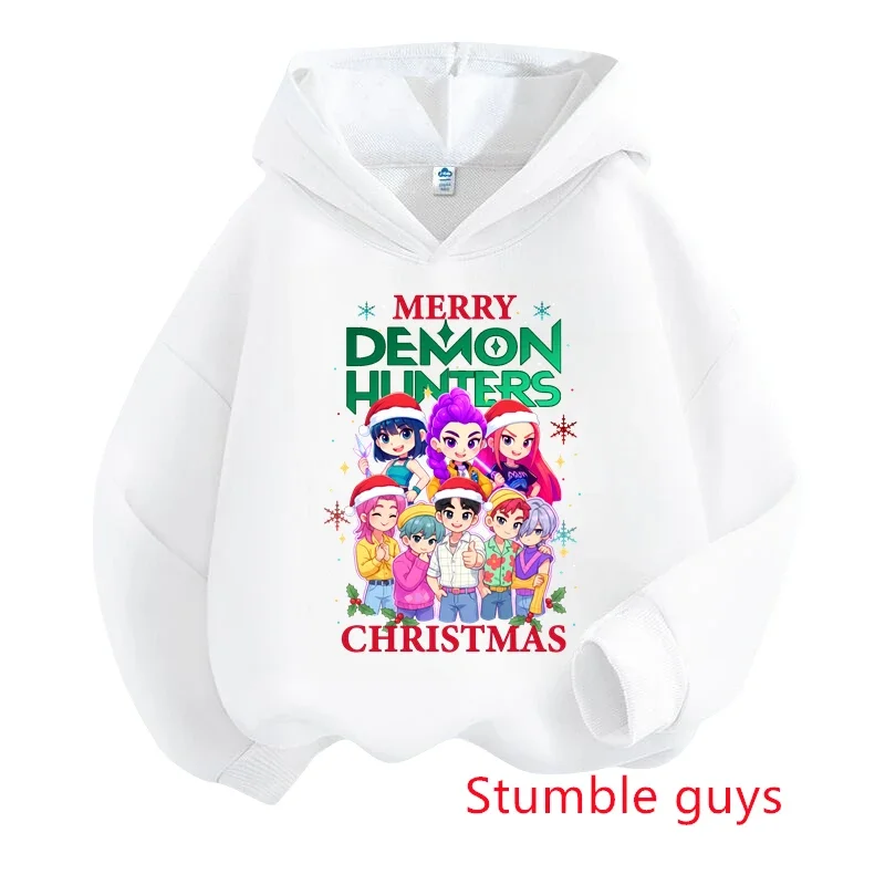 

Boys Kpop Demon Hunters Kids Hoodie 3-12Y Autumn Winter Christmas Warm Soft Christmas Tree Print Comfortable Hooded Sweatshirt​