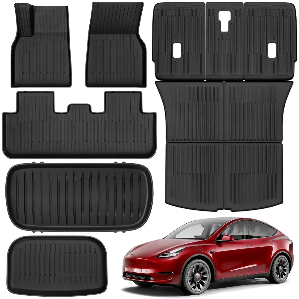 Floor Mats + Cargo Liner for 2025 2026 Tesla Y Juniper 5-Seater All Weather TPE view 2