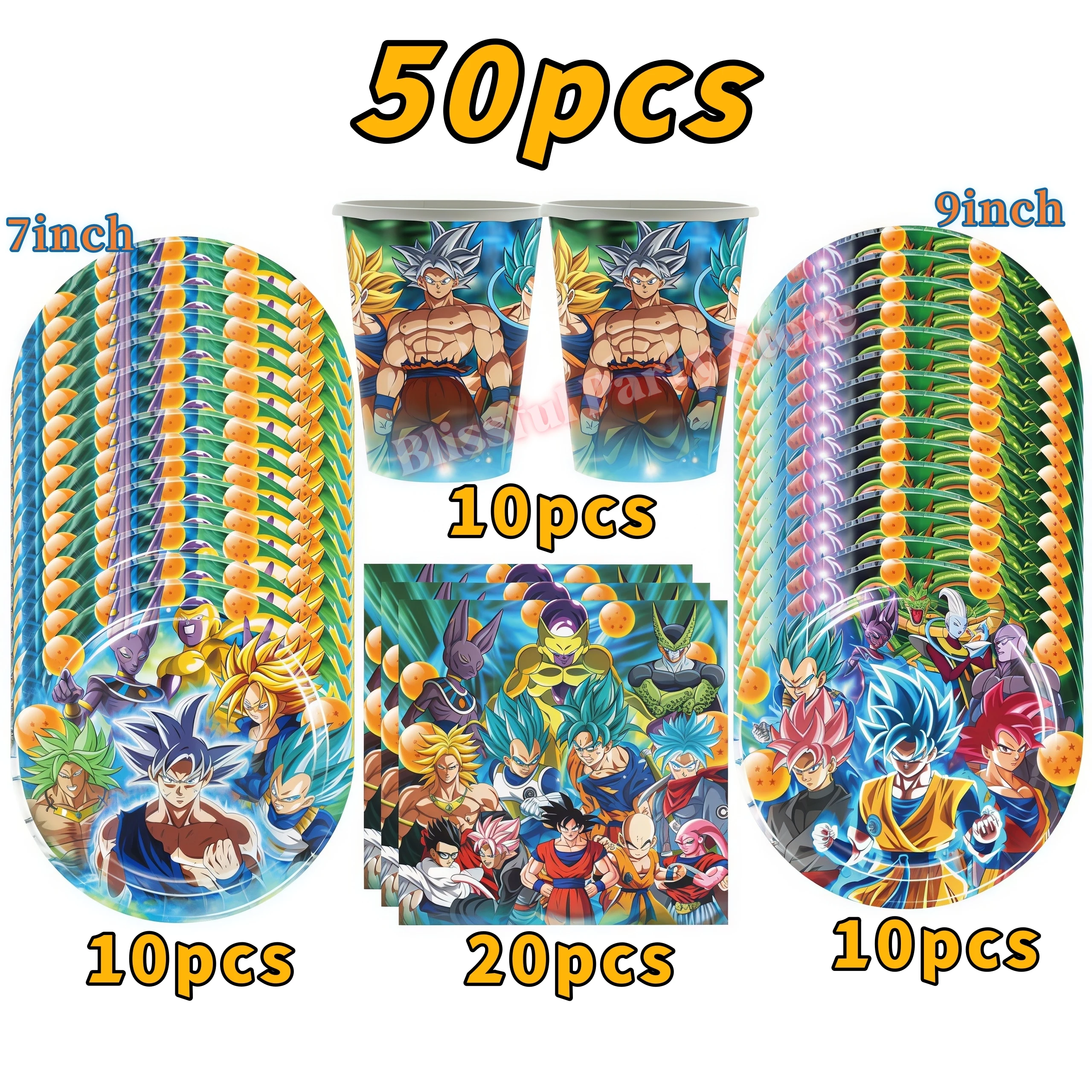 Dragon Ball Themen-Geburtstagsdekoration Partyzubehör Goku Teller Ballons für Kinderparty-Accessoires Babyparty-Gastgeschenke – Detail 39