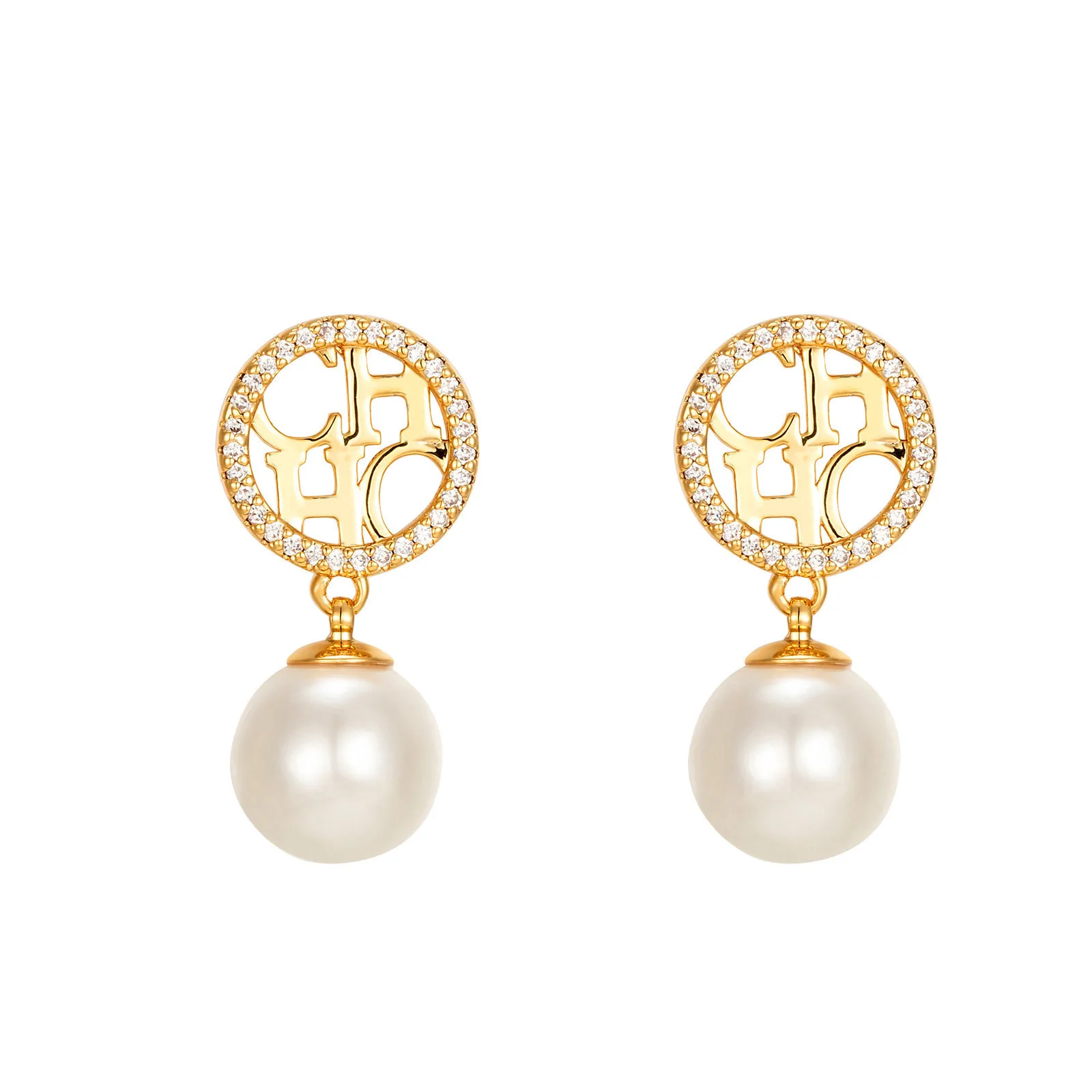 CH Solid Color Earrings High-end High Quality Fashion Design Creative Trend Style Royal Gift Pearl Earrings