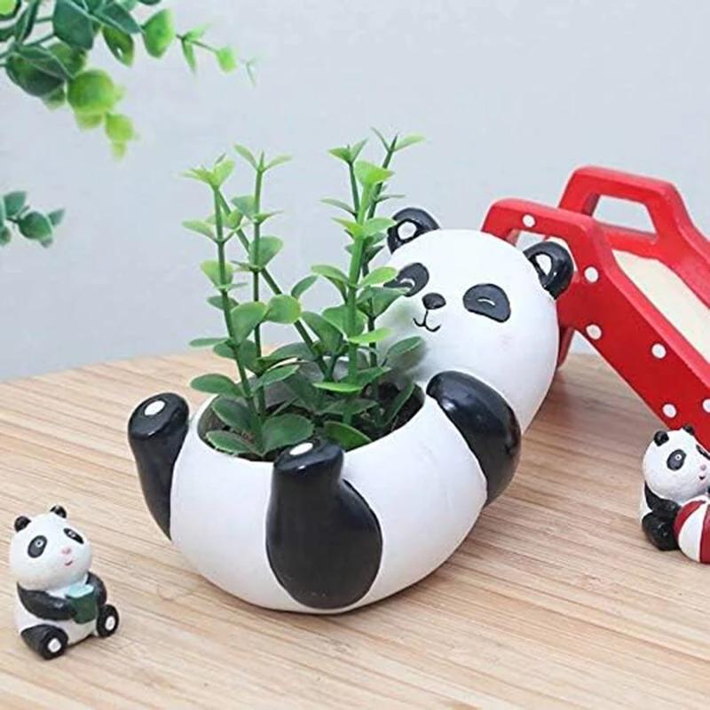 Cute Panda Plant Pot, Animal Succulent Planter, Windowsill Cactus, Balcony Decoration for Girls, Flower Pot, Garden Gift