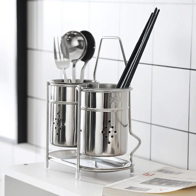 New Kitchen Countertop Utensils Holder,304 Stainless Steel Knives Spoon Forks Storage Organizer,Tool Container Rack Shelf,Stand
