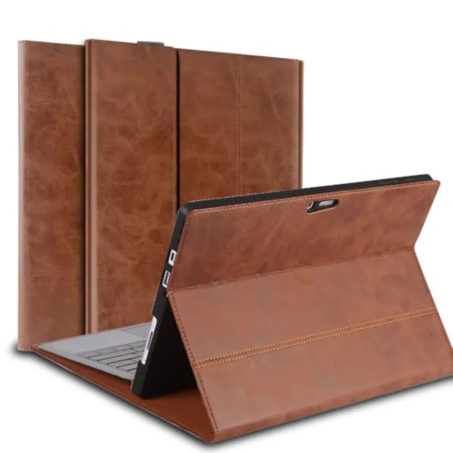 

For Microsoft Surface Pro 9/10/11 Case 13 inch 2022/2024 Genuine Leather Cover Protective Shell Compatible with Type Cover Keyb