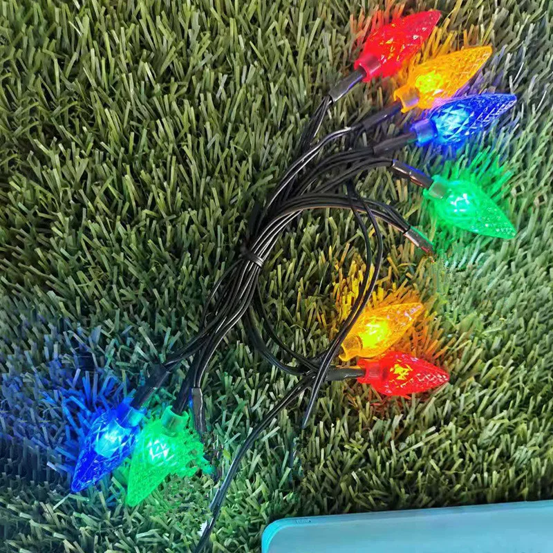 ไฟประดับคริสต์มาสพลังงานแสงอาทิตย์ 12 เมตร 100 หลอด LED รูปทรงสตรอว์เบอร์รี กันน้ำ สำหรับตกแต่งลานบ้าน งานแต่งงาน ปีใหม่ และงานปาร์ตี้