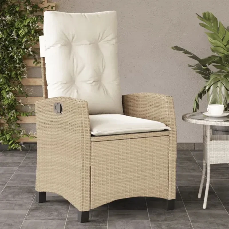 

Beige Rattan Chair Natural Environmentally Friendly and Tough Outdoor Courtyard Garden Simple Poly Rattan Padded Rattan Chair