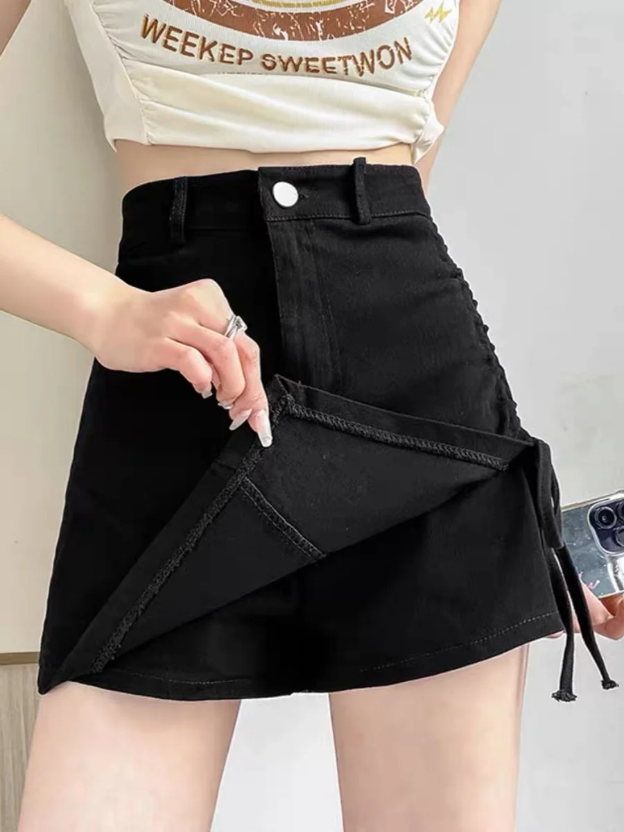 

High Waist A-Line Skirt for Women in Bla Summer Trendy Ins Spicy Girl Bodycon Asymmetrical f-length Pants Commute